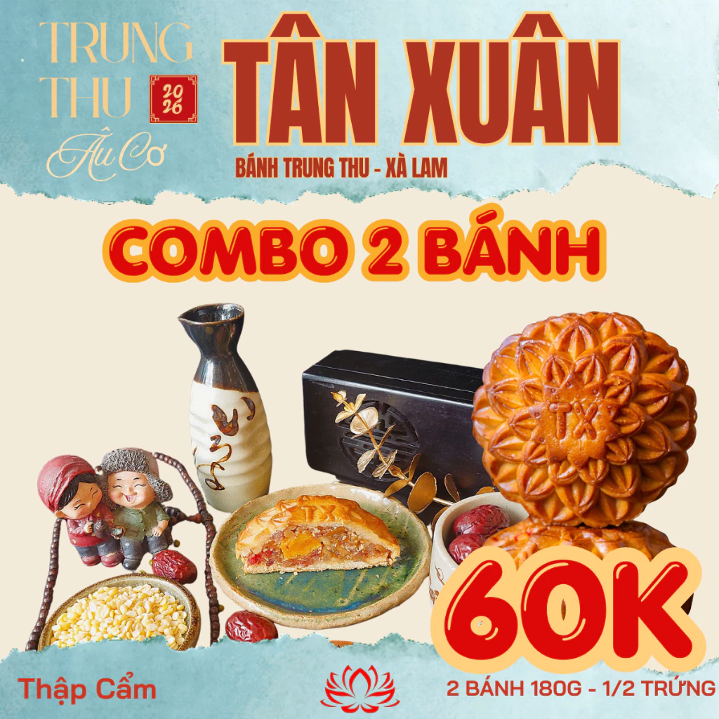 Combo 2 Bánh 180gr trứng bánh trung thu Tân Xuân đủ vị