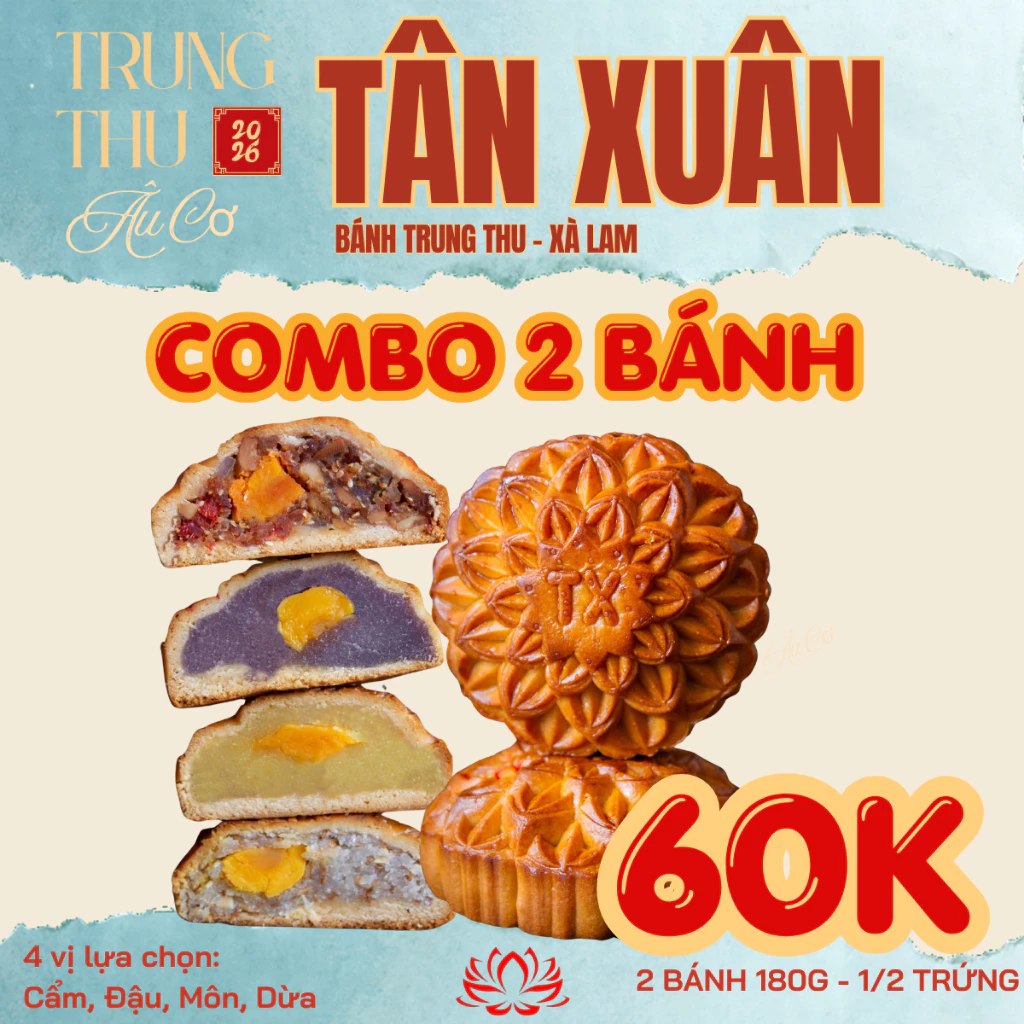 Combo 2 Bánh 180gr trứng bánh trung thu Tân Xuân đủ vị