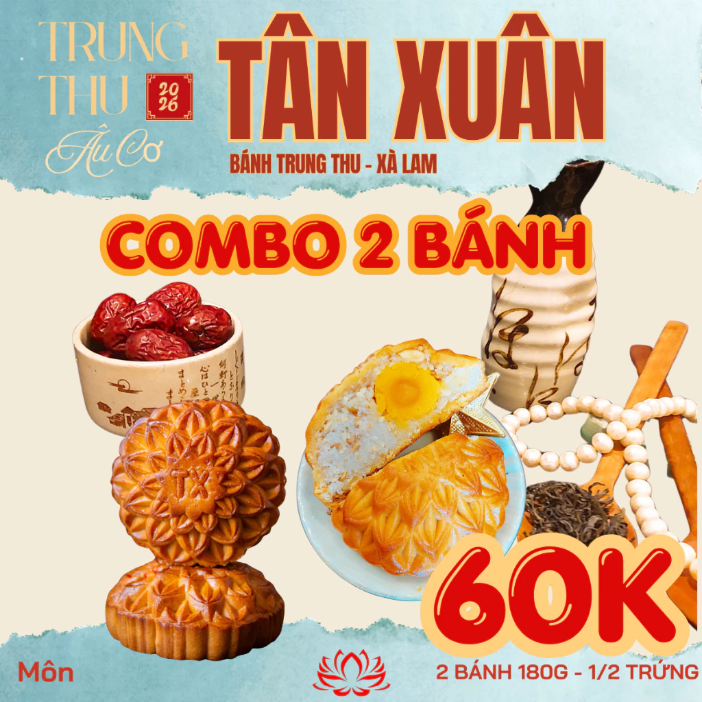 Combo 2 Bánh 180gr trứng bánh trung thu Tân Xuân đủ vị