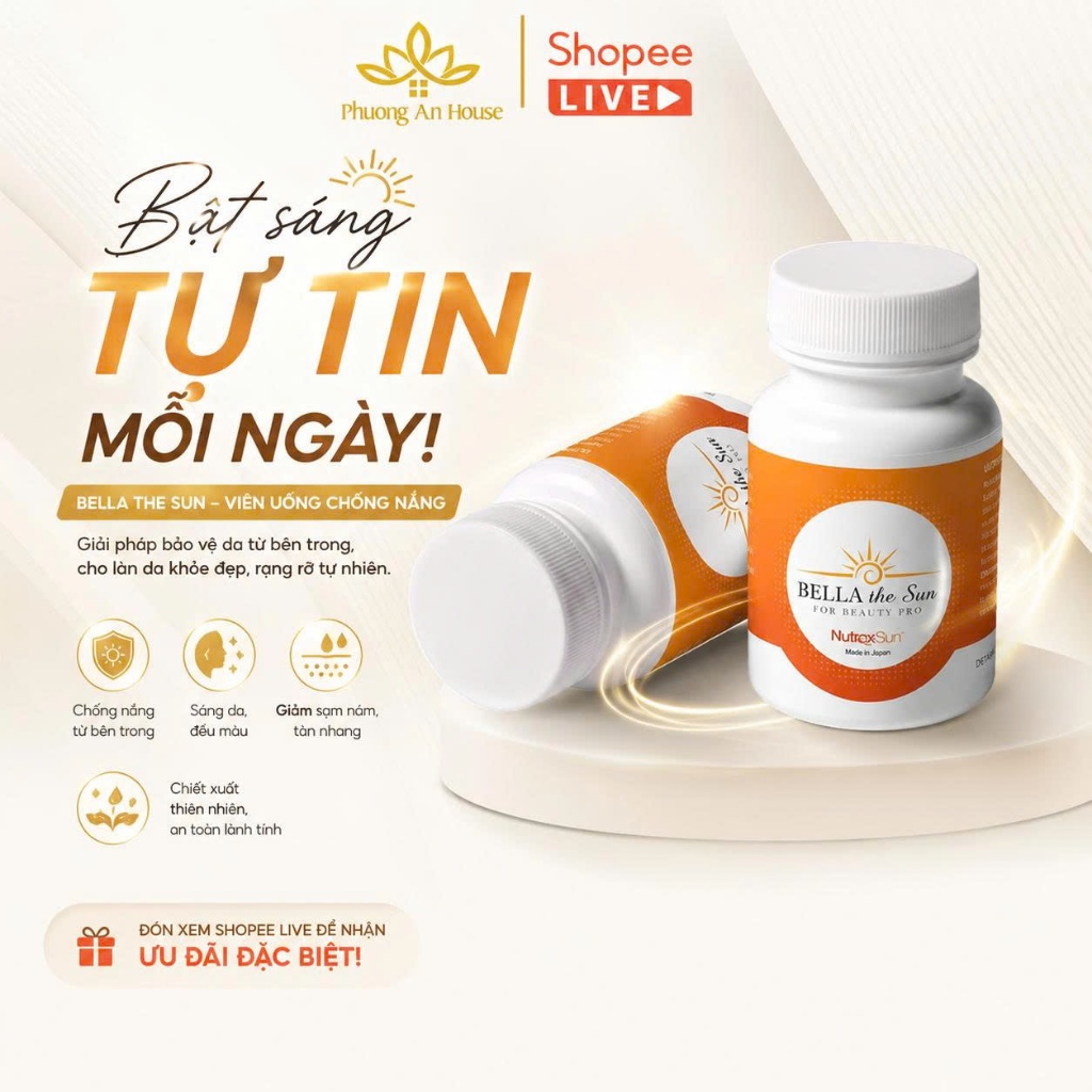 Viên uống Bella The Sun chống nắng và giảm sạm nám 30 viên