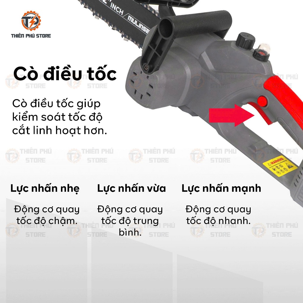Thân Máy Cưa Xích Pin MULINSEN MS-CXP12| 21V, Lam Cưa Xích 12 INCH, Tốc Độ Không Tải 18000V/P, Bảo Hành 6 Tháng
