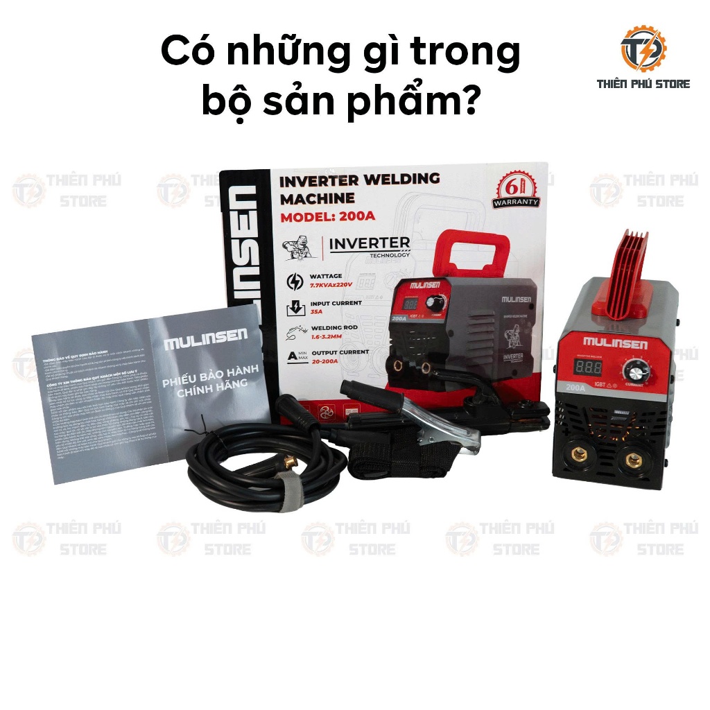 Máy Hàn Điện Tử MMA200AMINI MULINSEN | 220V, 20-200A| Que Hàn 1.6-3.2MM | Đầy Đủ Phụ Kiện | Hàng Chính Hãng