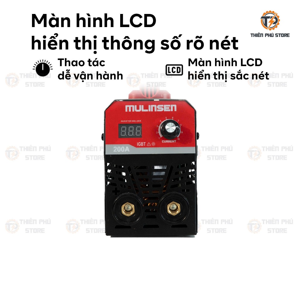 Máy Hàn Điện Tử MMA200AMINI MULINSEN | 220V, 20-200A| Que Hàn 1.6-3.2MM | Đầy Đủ Phụ Kiện | Hàng Chính Hãng