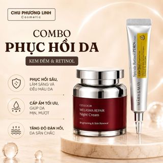 Combo Phục Hồi Da Kem Đêm Cellgigir & Retinol Mary&May - Hỗ Trợ Giảm Thâm Nám Sạm Tàn Nhang, Giúp Dưỡng Sáng Đều Màu Da