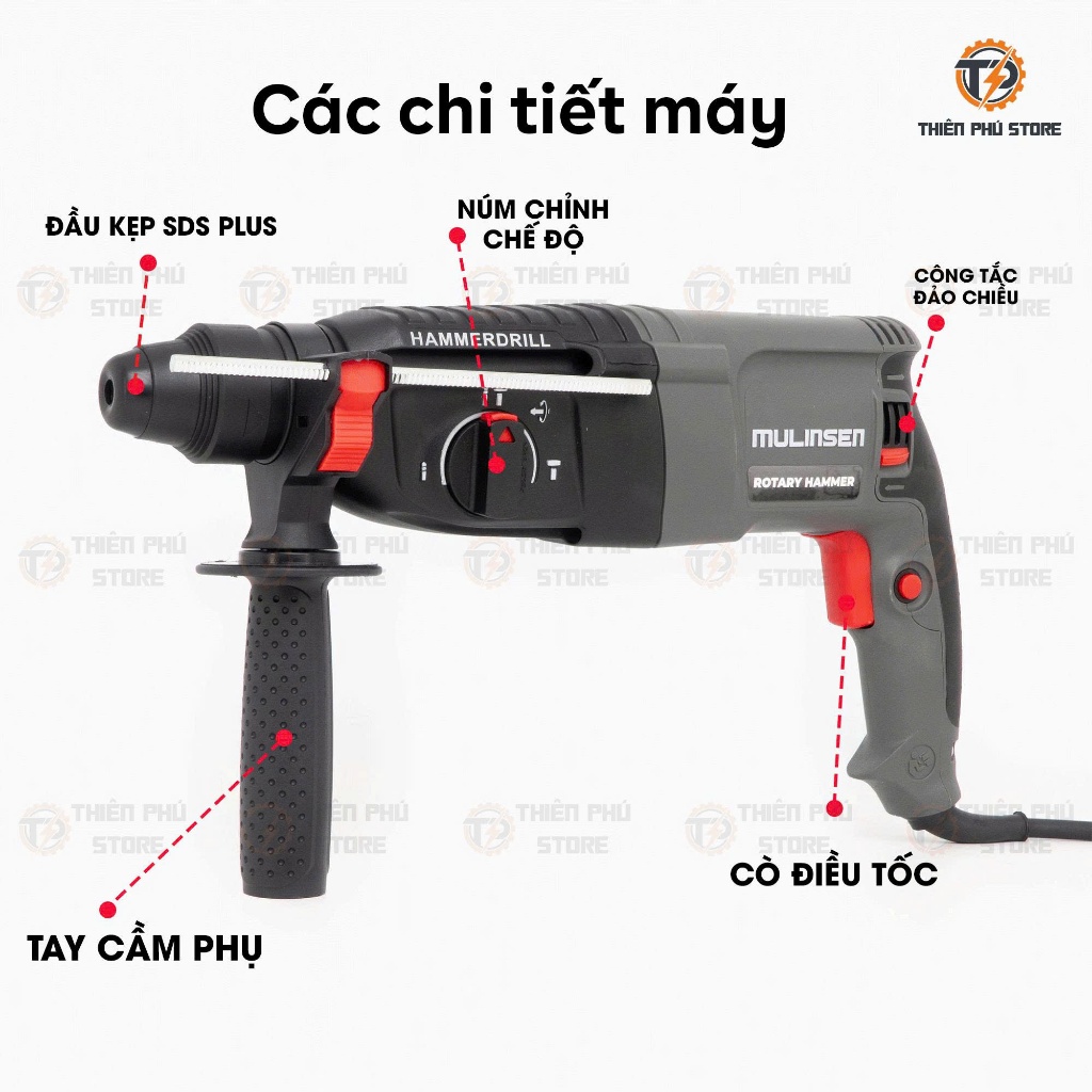 Máy Khoan Bê Tông Điện MULINSEN MS2-26PLUS | 3 Chức Năng | Lực Đập 3.2J | 3200BPM | Dây 3M| Gạt Đảo Chiều Linh Hoạt