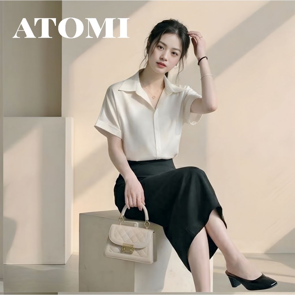 Áo sơ mi nữ tay ngắn cao cấp vải lụa cotton loại 1 màu trắng form đẹp CỘC XUÔNG