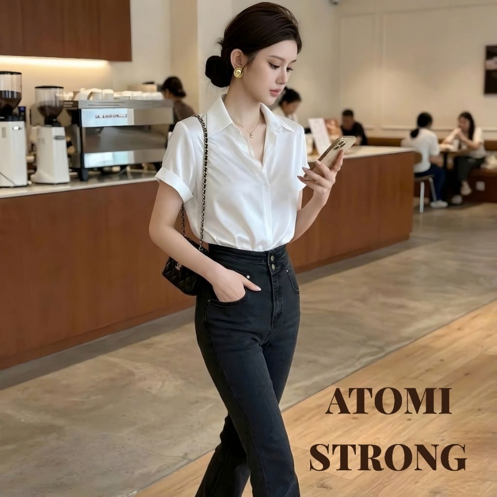 Áo sơ mi nữ cộc tay chất lụa mềm mát CỘC XUÔNG