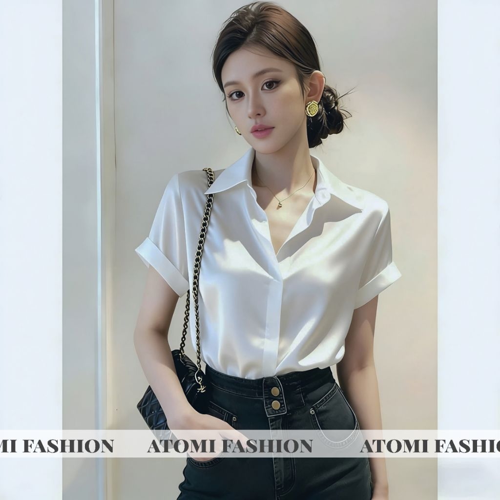 Áo sơ mi nữ cộc tay chất lụa mềm mát CỘC XUÔNG