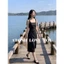 Đầm Hai Dây Xòe Tôn Dáng Đi Tiệc Sang Trọng Màu Đen Form Dài V2D