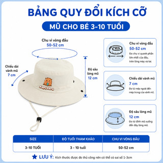 Mũ Tai Bèo Bé Trai Bé Gái Từ 3-8 Tuổi  | Mũ Cao Bồi Vành Rộng Cho Bé Có Dây Đeo Chống Nắng Đi Chơi Đi Biển