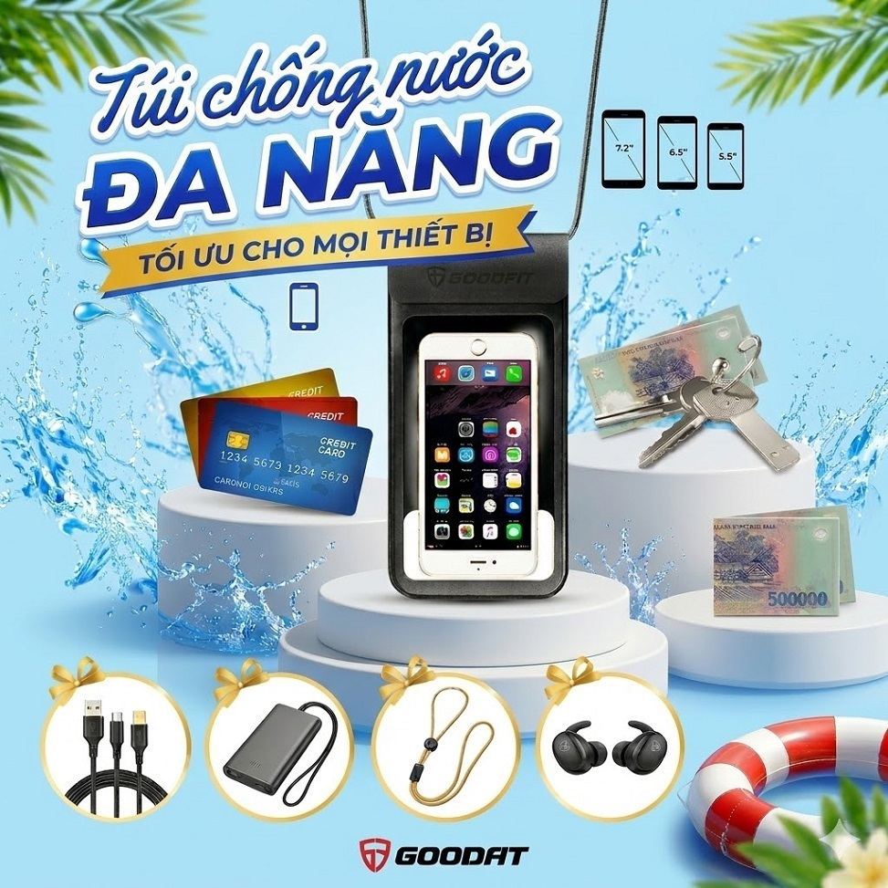 Túi chống nước điện thoại đi biển 4 lớp, đạt chuẩn chất lượng GoodFit GF202WP