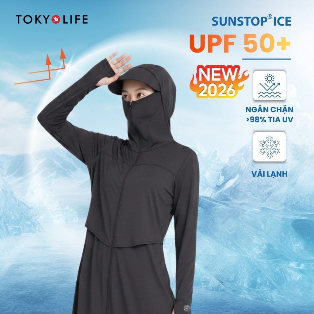 Áo Chống Nắng Nữ Dáng Dài TOKYOLIFE Sunstop Ice Siêu Mát Lạnh Thoáng Khí Có Mũ Rộng Vành - 40005326