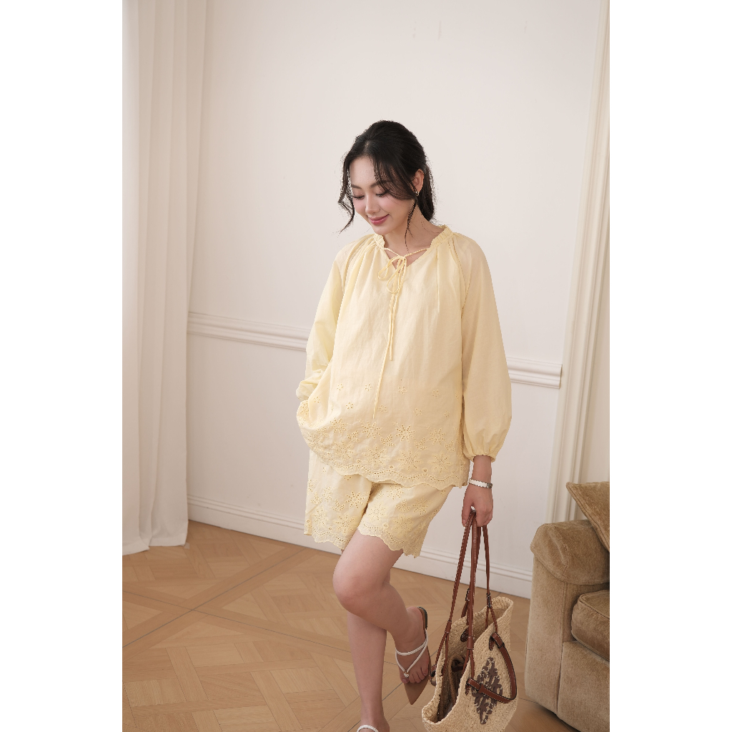 Bộ Mặc Nhà MINA SET - Set Đồ Bầu Chất Thô Boi Thấm Hút Tốt, Form Suông Rộng Thoải Mái - L'amme