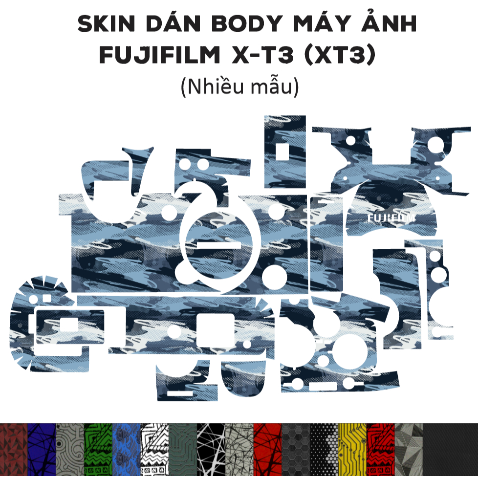 Skin 3M dán Fujifilm X-T3  (Nhiều mẫu) | Miếng film dán chống bám bẩn cho body máy Fujifilm X-T3
