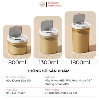Hộp Đựng Sữa Bột Chống Ẩm Hút Chân Không APTLYFINDS Tặng Kèm Muỗng Đong Nhựa ABS Cao Cấp