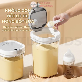 Hộp Đựng Sữa Bột Chống Ẩm Hút Chân Không APTLYFINDS Tặng Kèm Muỗng Đong Nhựa ABS Cao Cấp