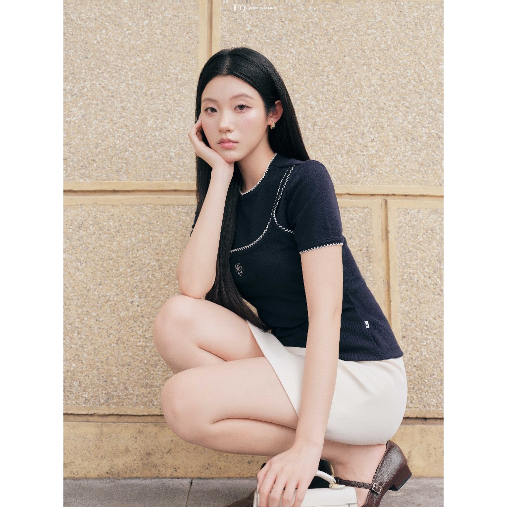 Áo Kiểu Cổ Tròn Giả 2 Dây 2T43.2606, Áo Thun Nữ Dệt Kim Form Ôm Nhẹ Slimfit Phong Cách Hàn Quốc, Tiếu Thư Công Sở By JM