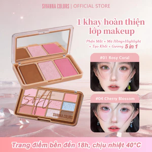 Bảng Phấn Mắt SIVANNA COLORS 1 khay hoàn thiện lớp makeup MẮT+MÁ+HIGHLIGHT+KHỐI+GƯƠNG 5IN1 Soft Blurring Makeup Palette