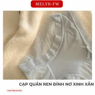 10 Quần lót nữ su lụa siêu mỏng không lộ viền co giãn phối ren hoa MELYN - FW thoáng mát gợi cảm Q0717