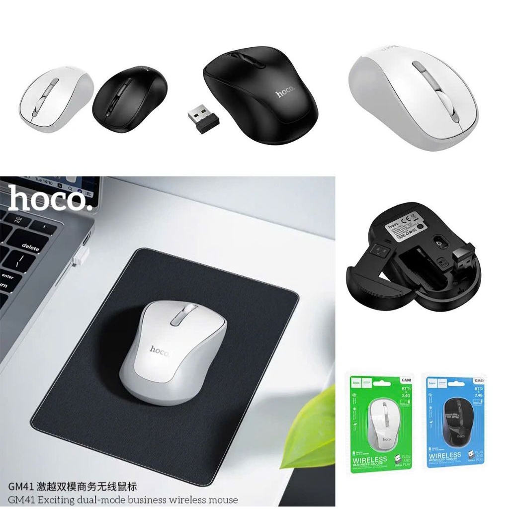 Chuột bluetooth hoco GM41 kết nối blueooth và usb 2.4G.