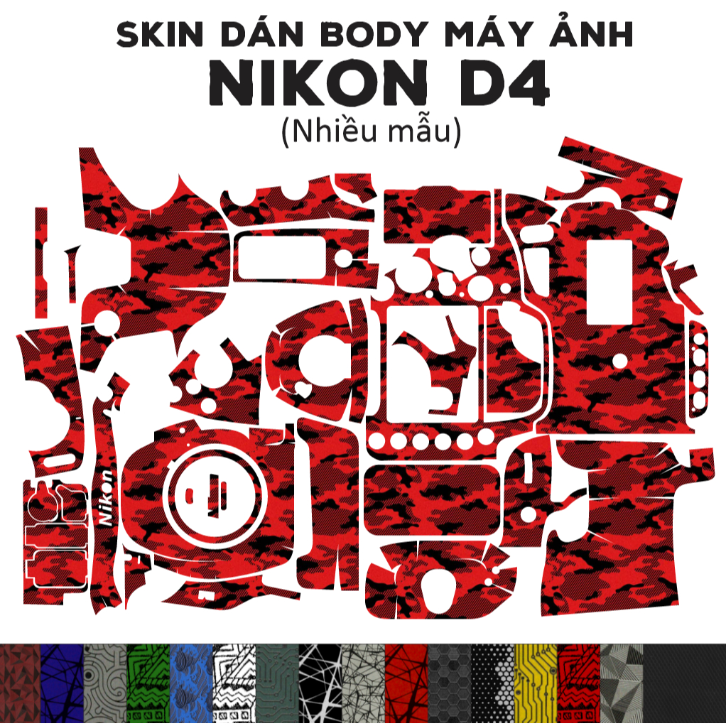 Skin 3M dán Nikon D4 (Nhiều mẫu) | Miếng film dán chống bám bẩn cho body máy Nikon D4