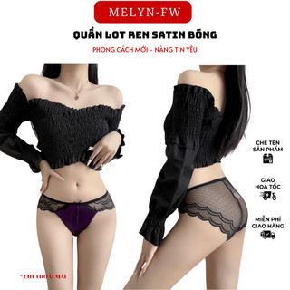 5 Quần lót ren satin bóng sáng cho phụ nữ, họa tiết gợi cảm, sexy, xẻ cao, eo giữa MELYN-FW Q8100, free size 40-60kg