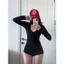 2Soonsumff Bodysuit tay dài cổ V khoét sâu sexy ôm body, bộ đồ liền thân cao cấp cho nữ