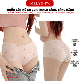 Set 5 Quần lót nữ su lụa thạch băng tàng hình cạp vừa họa tiết hình trái dâu siêu xinh MELYN-FW Q046