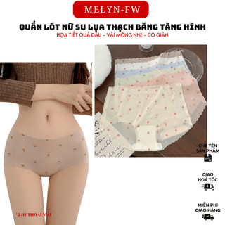 Set 5 Quần lót nữ su lụa thạch băng tàng hình cạp vừa họa tiết hình trái dâu siêu xinh MELYN-FW Q046
