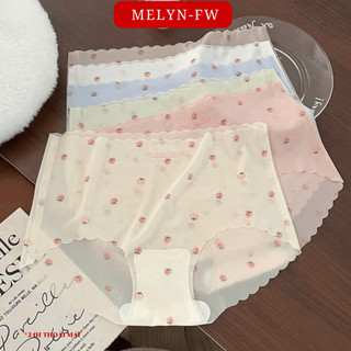 Set 5 Quần lót nữ su lụa thạch băng tàng hình cạp vừa họa tiết hình trái dâu siêu xinh MELYN-FW Q046