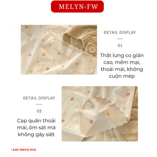 Set 5 Quần lót nữ su lụa thạch băng tàng hình cạp vừa họa tiết hình trái dâu siêu xinh MELYN-FW Q046