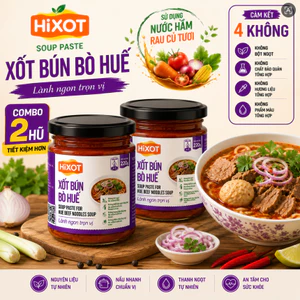 COMBO 2 Sốt Bún Bò Huế HiXOT Hũ 220Gram, gia vị hoàn chỉnh, không cần nêm nếm, thơm ngon đậm vị