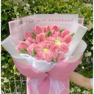 Bó hoa kẽm nhung handmade decor xinh xắn - Quà tặng sinh nhật, kỷ niệm, tốt nghiệp ý nghĩa