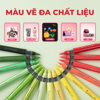 [Global Art x Lê Bảo Châu] Acrylic Marker Cao Cấp 48 Màu Dải Màu Tươi Sáng, Blend Màu Tốt, Chồng Màu Dễ Dàng Hạn Chế Tắc