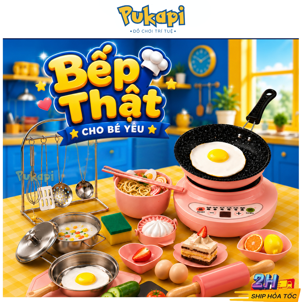 Bộ Đồ Chơi Nhà Bếp Nấu Ăn Thật 22 Chi Tiết Đồ Dùng Nhà Bếp Mini Cho Bé Đồ Chơi Nấu Ăn - Đồ Chơi Cho Bé PUKAPI