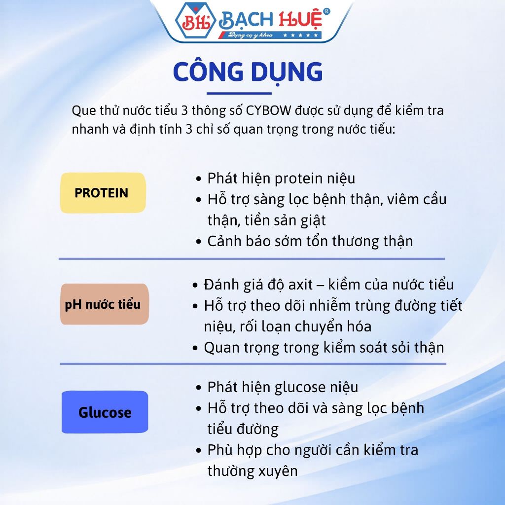 Hộp 100 Que Thử Nước Tiểu 3 Thông Số Cybow Hàn Quốc – Que Test Nước Tiểu Kiểm Tra Sức Khỏe
