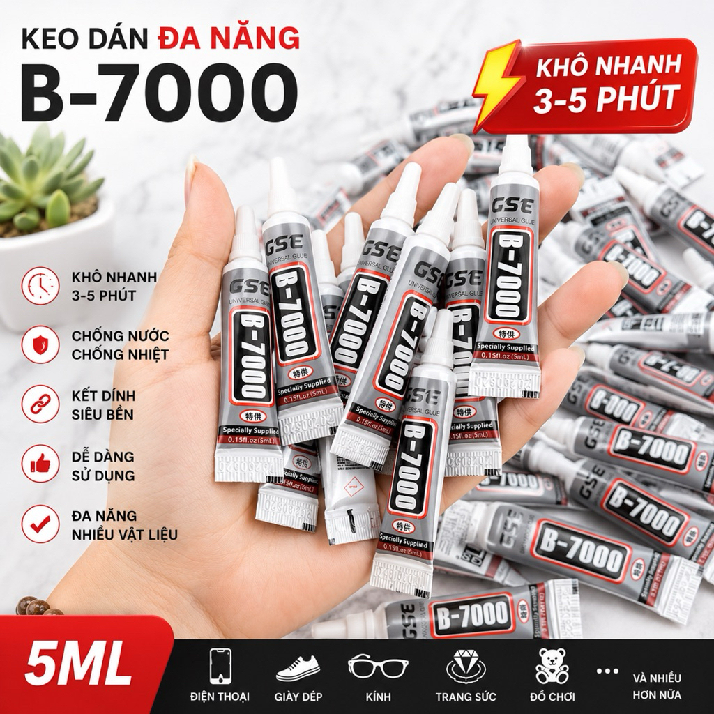 [10 Chai] Keo Dán B7000 Tuýp 5ml Chai Keo Nhỏ Dán Charm DIY Keo Dán Siêu Chắc Chống Nước Dán Nhựa Dán Sắt