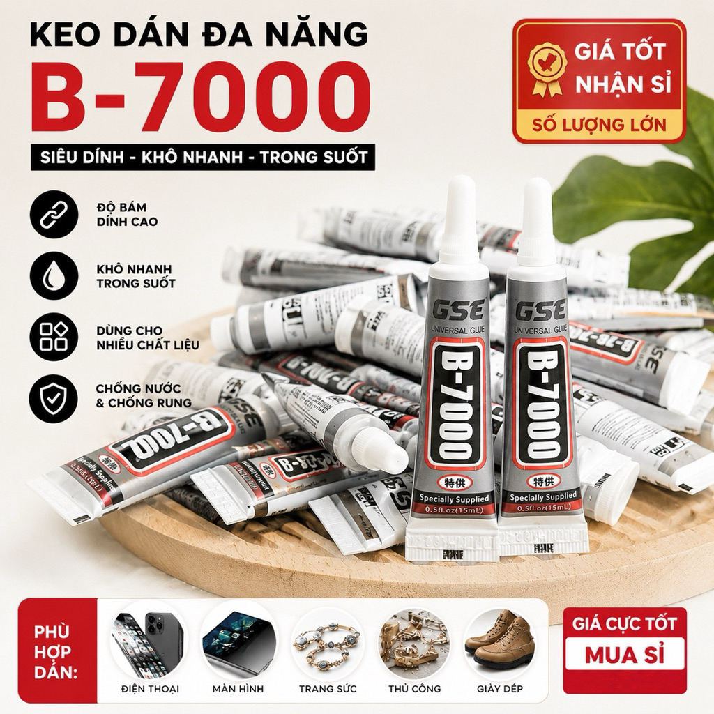 [10 Chai] Keo Dán B7000 Tuýp 5ml Chai Keo Nhỏ Dán Charm DIY Keo Dán Siêu Chắc Chống Nước Dán Nhựa Dán Sắt