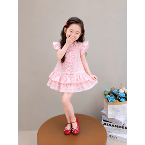 Đầm Bé Gái Kate Thô Mềm Mát Mùa Hè - Váy Công Chúa Nơ Hồng Dễ Thương Cho Bé 1-6 Tuổi