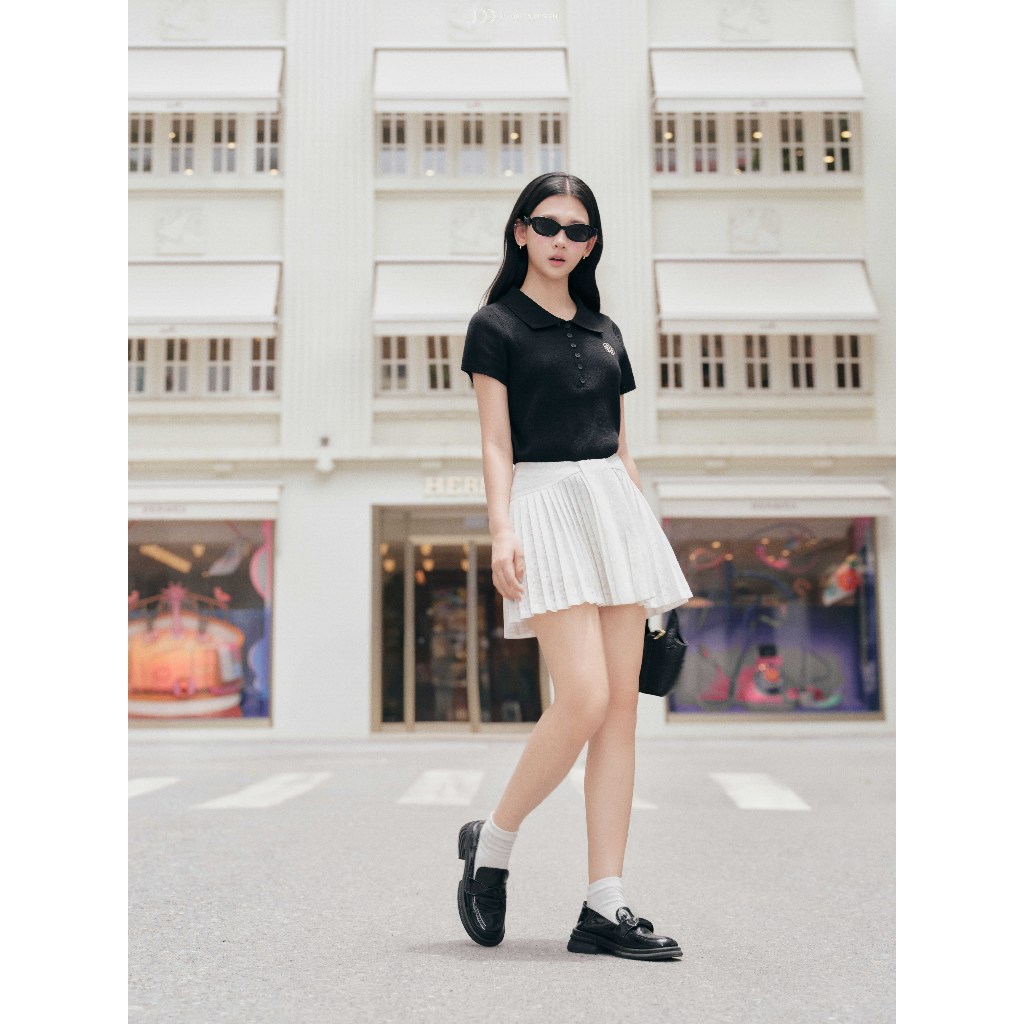 Chân Váy Ngắn Xếp Ly Tà Bung 4S14.2606, Chân Váy Ren Hoa Dáng A-line Phong Cách Preppy Chic, Feminine Style Design By JM