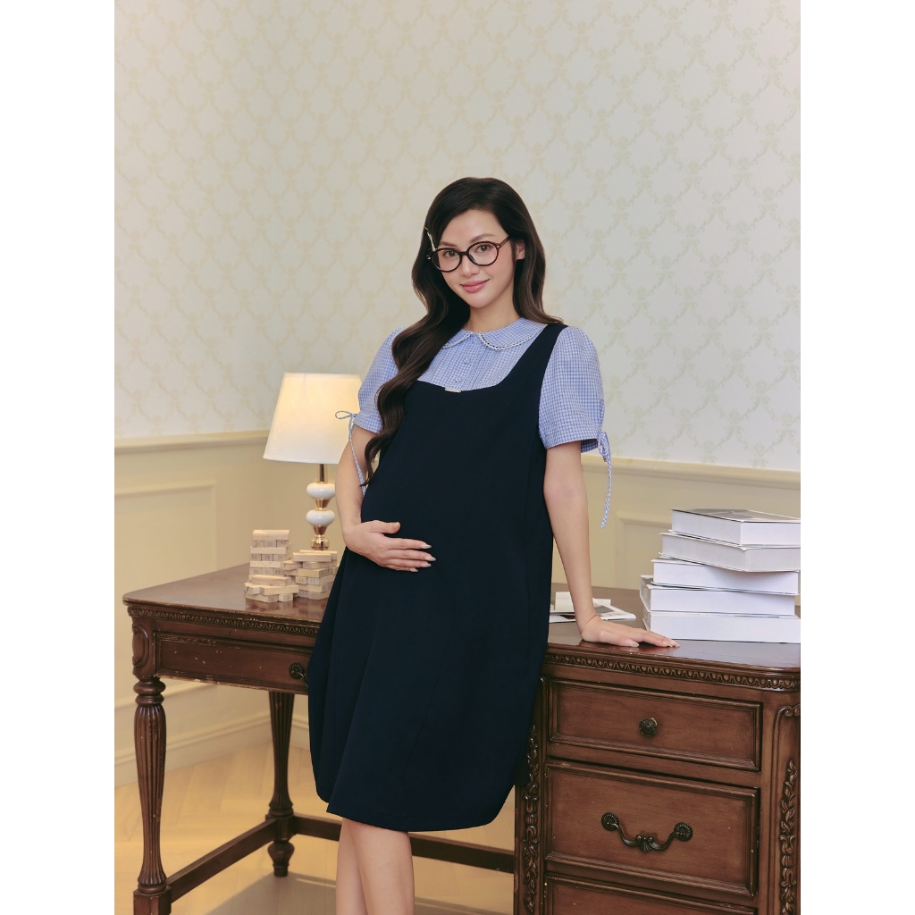 Váy Bầu NOVA DRESS Chéo Ý Cao Cấp, Đầm Bầu Công Sở Form Suông Giấu Dáng Che Bụng Hiệu Quả - L'amme