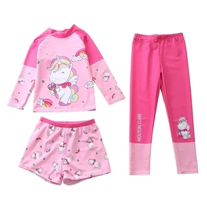 Đồ Bơi Bé Gái 3 Chi Tiết Hình Ngựa Pony Unicorn Cao Cấp Chống Nắng UPF 50+ Co Giãn 4 Chiều Cho Bé