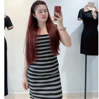ĐẦM BIGSIZE ba lỗ kẻ sọc cổ vuông ôm body thời trang xinh xắn tôn dáng