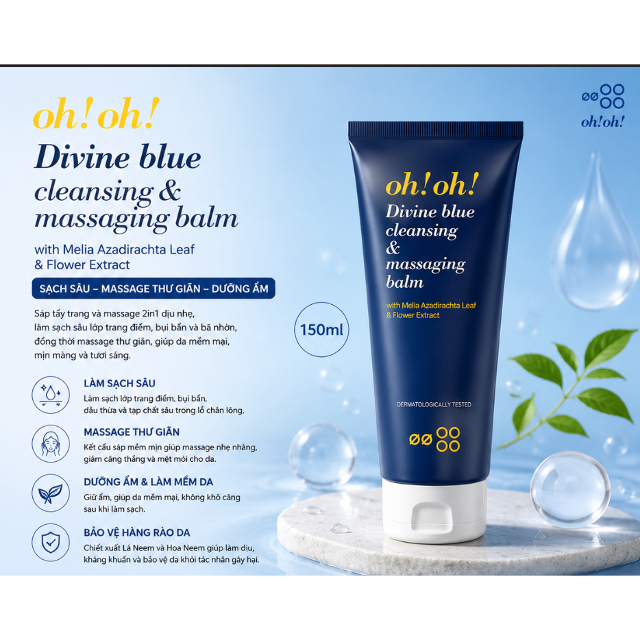 Sáp tẩy trang Oh Oh Divine Blue Cleansing & Massaging Balm - 150ml