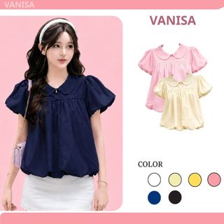Áo babydoll nữ dáng bí chất voan mềm tay bồng trắng vàng hồng đen VANISA SM105