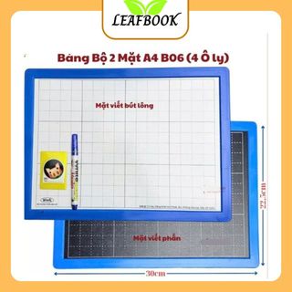 LEAFBOOK Bảng Con Học Sinh A4 WinQ B-06 (B06) 2 Mặt Ô Ly – 1 Mặt Viết Bút Lông, 1 Mặt Viết Phấn, Kèm Bút Và Mút Lau
