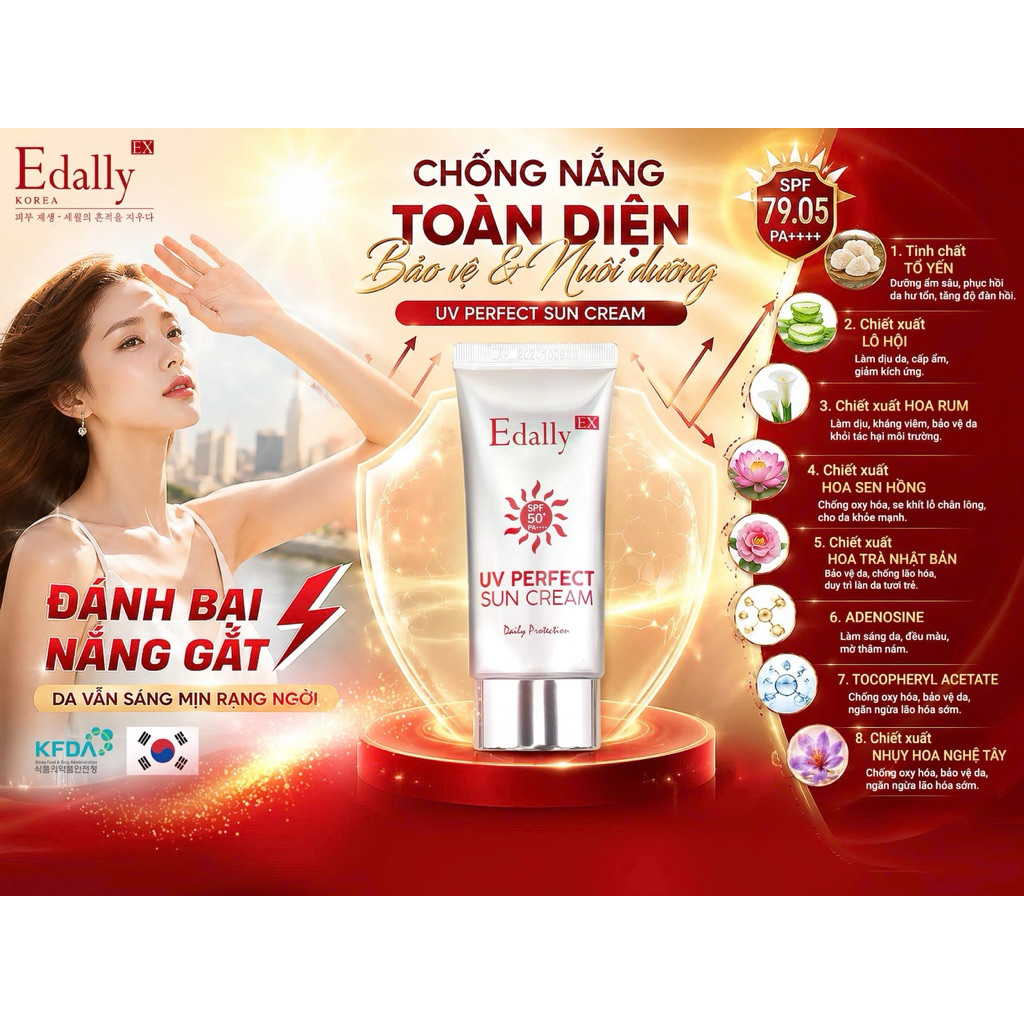 KEM CHỐNG NẮNG NGỪA NÁM HOÀN HẢO EDALLY EX UV PERFECT SUN CREAM SPF50+/PA++++ 60ml ngừa nám, bảo vệ da