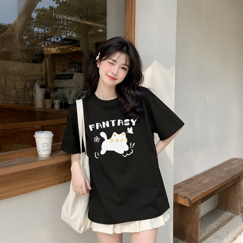 AT BST Áo Thun Unisex Cute Dễ Thương - Vải Cotton Co Giãn 4 Chiều, Dáng Rộng Oversize, In Hình Cá Nhân