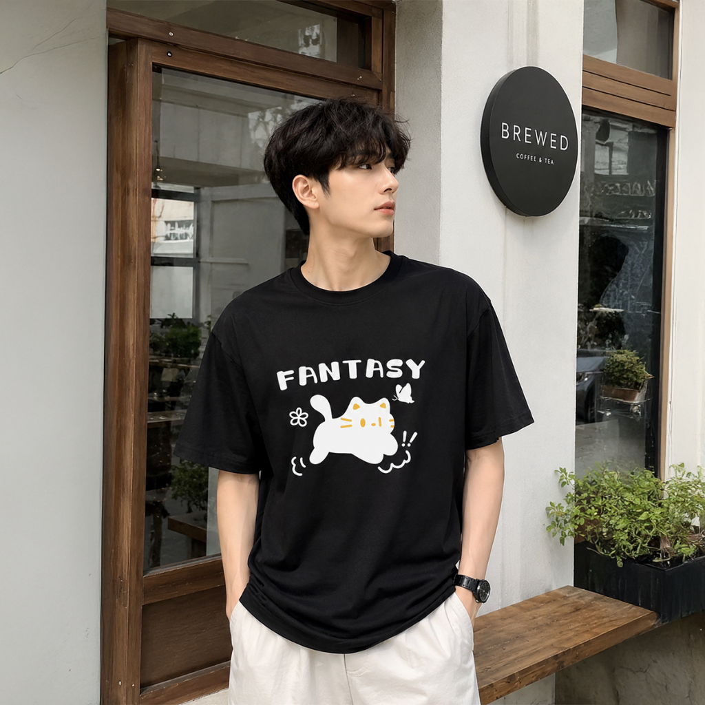 AT BST Áo Thun Unisex Cute Dễ Thương - Vải Cotton Co Giãn 4 Chiều, Dáng Rộng Oversize, In Hình Cá Nhân