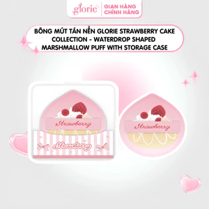 Bông Mút Tán Nền Glorie Strawberry Cake Collection - Waterdrop Shaped Marshmallow Puff With Storage Case